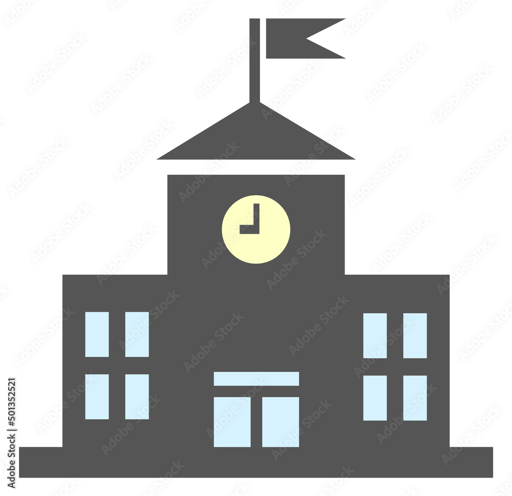 School icon. City building facade. Kid education symbol School icon. City building facade. Kid education symbol