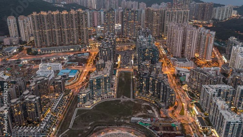 Aerial view of city at twilight - Hong Kong