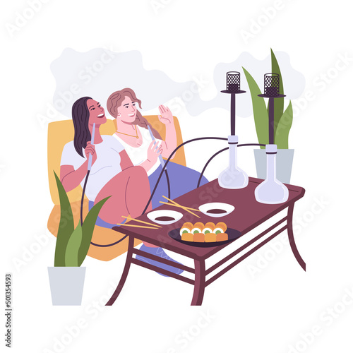 Hookah place isolated cartoon vector illustrations.