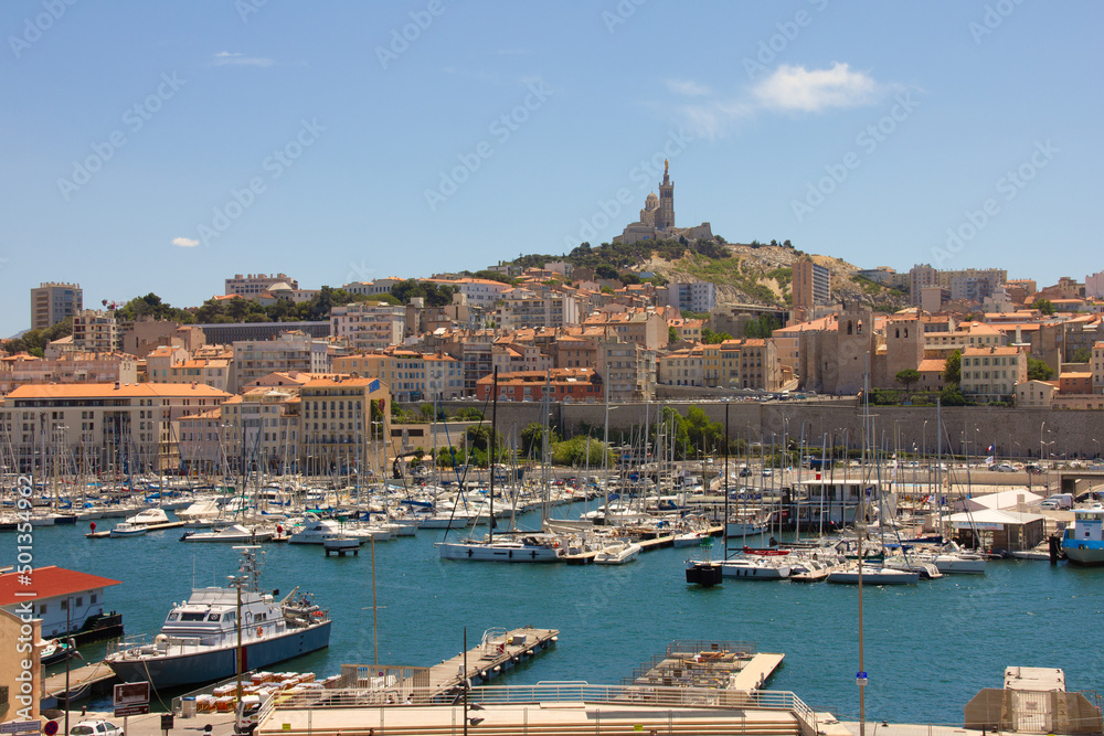 Marseille harbour port city skyline, Marseille, France