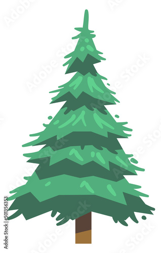 Fir tree. Cartoon forest icon. Woodland sign