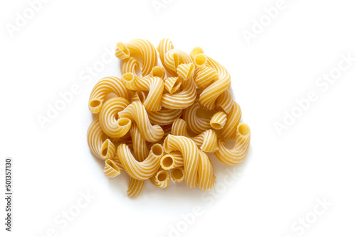 cavatappi pasta, traditional italian durum wheat pasta photo