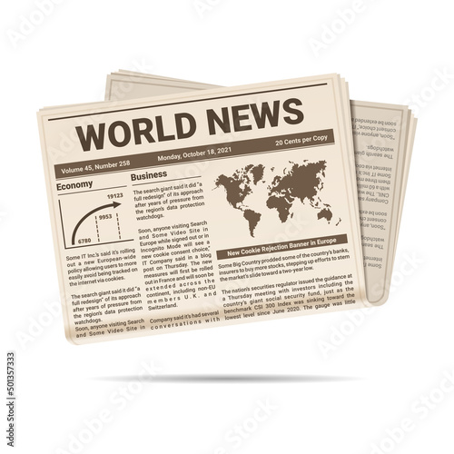 Realistic Newspaper Icon on White Background. Vector