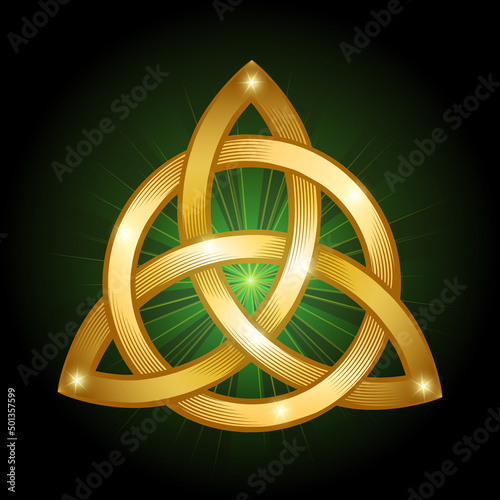 Celtic Trinity Golden Knot on black Background
