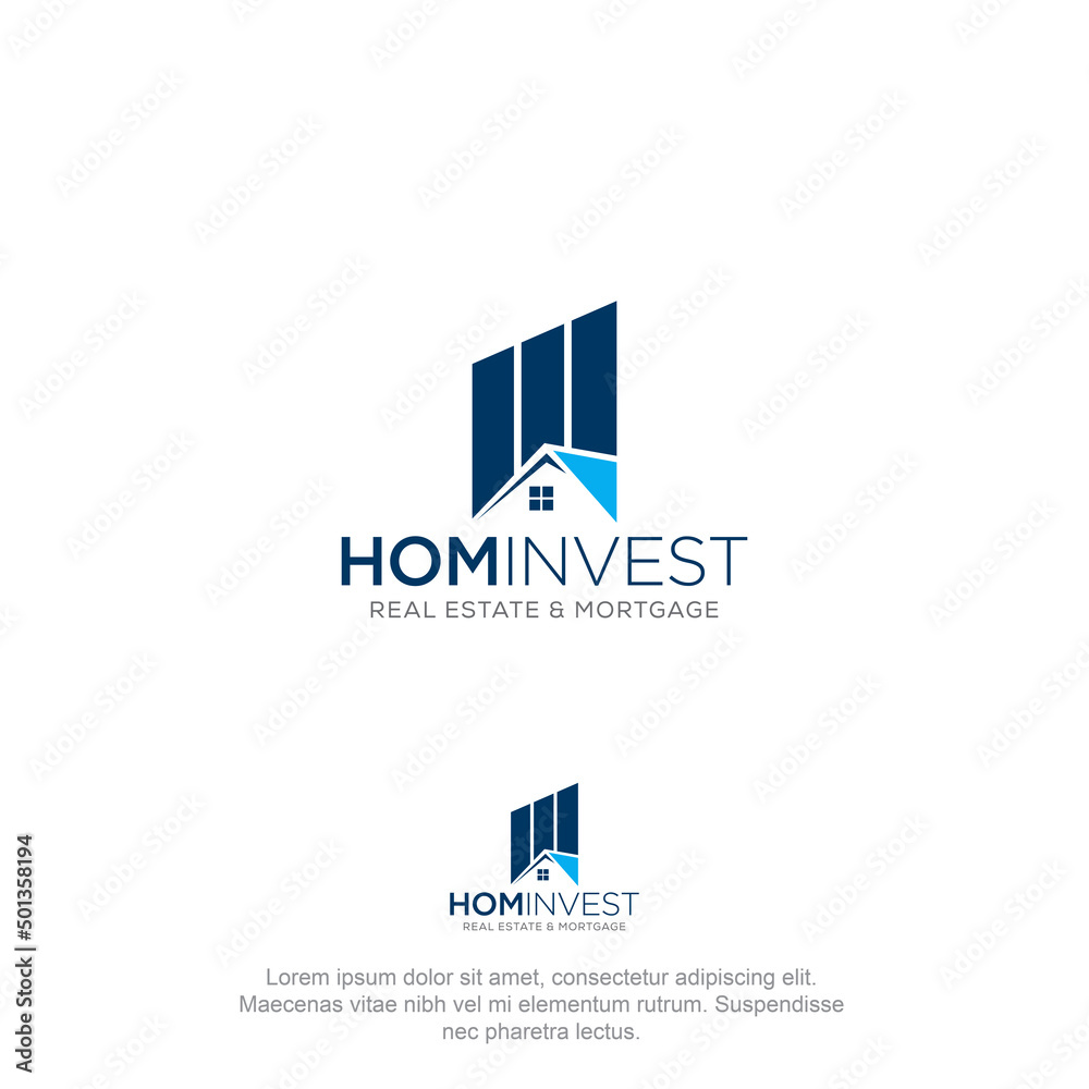 home invest real estate and mortgage logo, creative bar diagram and home vector home invest real estate and mortgage logo, creative bar diagram and home vector
