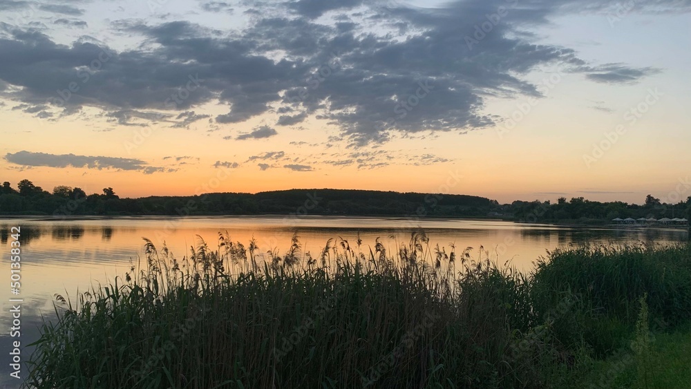 sunset over the lake