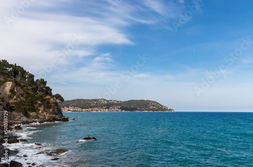 Ligurian cliff with sea view.