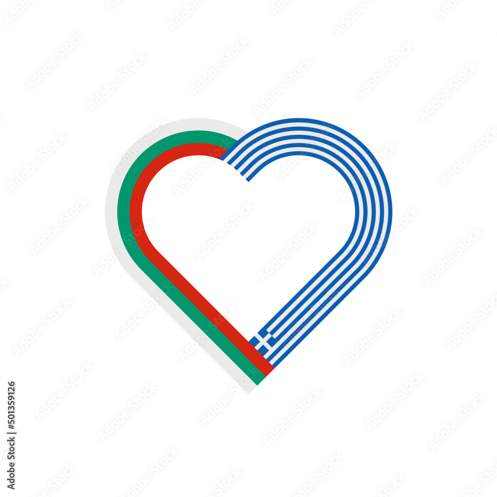 unity concept. heart ribbon icon of bulgaria and greece flags. vector illustration isolated on white background unity concept. heart ribbon icon of bulgaria and greece flags. vector illustration isolated on white background