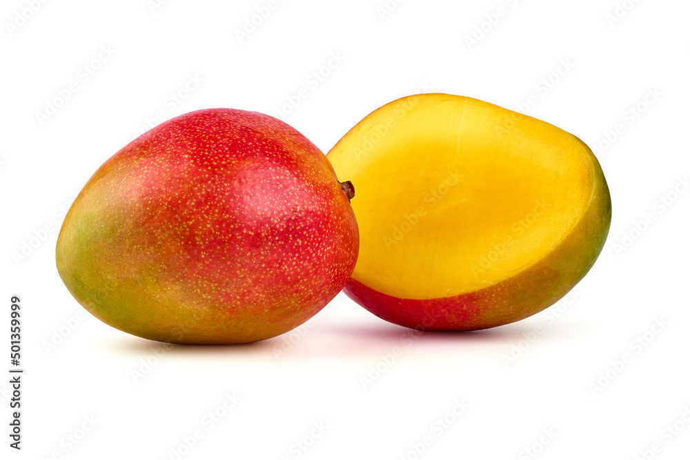Juicy ripe Mango fruit, close-up, isolated on white background. Juicy ripe Mango fruit, close-up, isolated on white background.