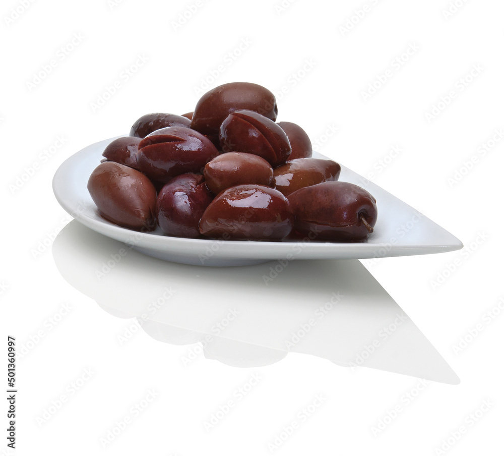 Kalamata olives in a modern plate Kalamata olives in a modern plate