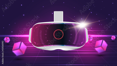 Metaverse technology. VR Helmet. VR Headset. Virtual reality.