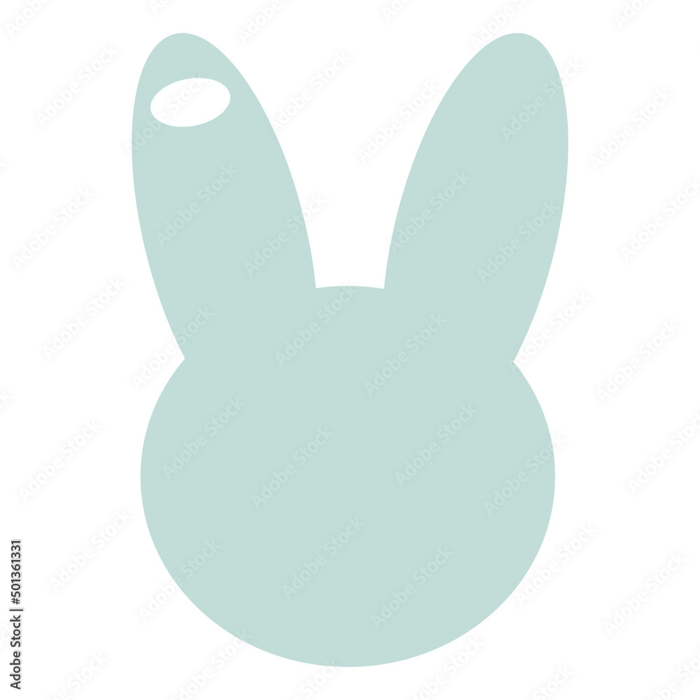 Easter tag with bunny head label in pastel color