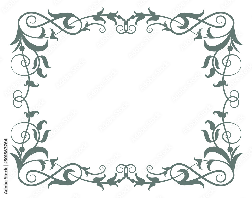 Filigree frame. Retro baroque border. Decorative rectangle