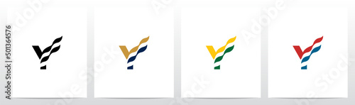 Waving Flag On Letter Logo Design Y