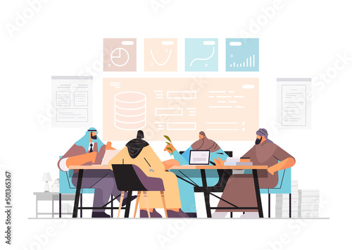 businesspeople analyzing financial data on charts and graphs during conference meeting planning report market analysis accounting