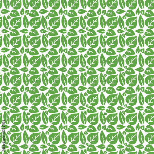 seamless pattern with green leaves. green leaves on the white background