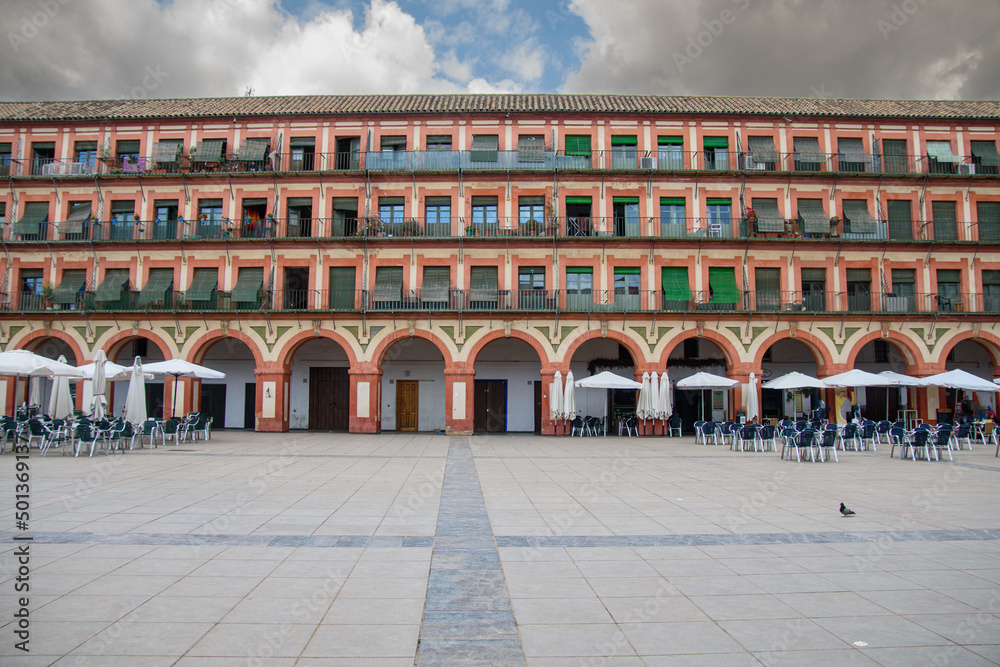 View of the beautiful plaza de la Correda in the center of the city of cordoba in Andalusia, Spain