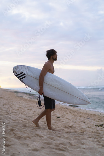 Photography Sexy surfer surfing man with surfboard