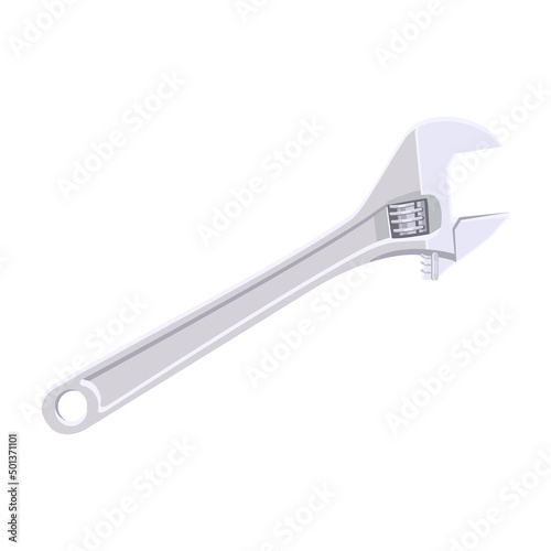 The hand of a plumber holding an adjustable wrench