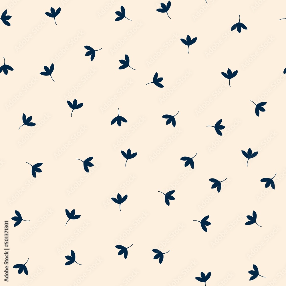 Simple leaves seamless pattern on ivory background