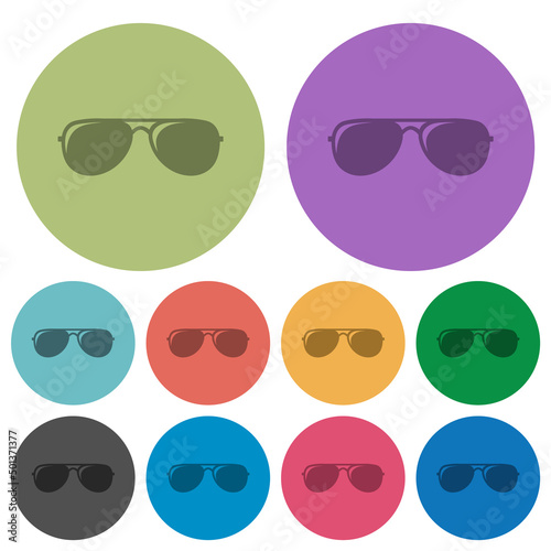 Aviator sunglasses with glosses color darker flat icons