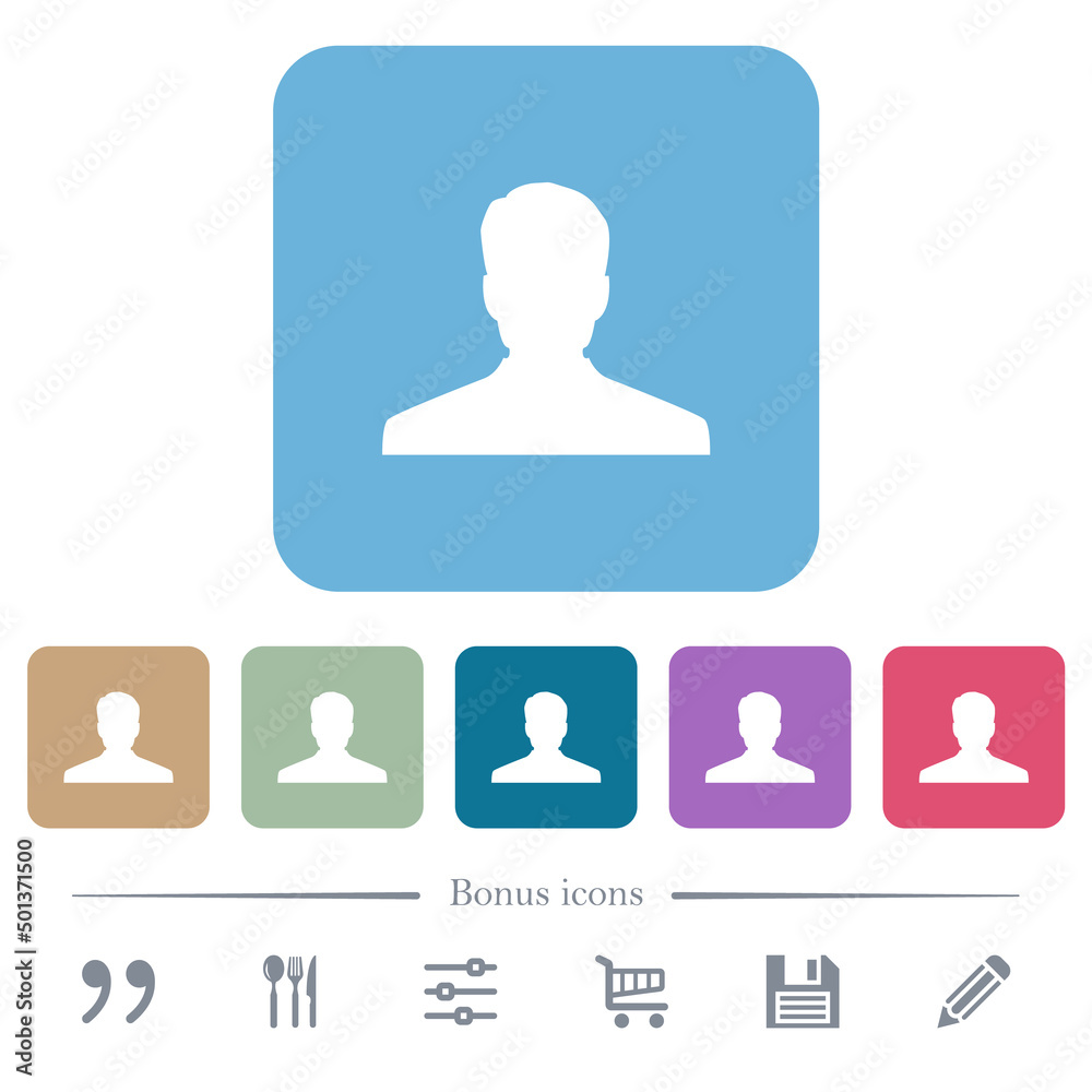 Anonymous avatar flat icons on color rounded square backgrounds Anonymous avatar flat icons on color rounded square backgrounds