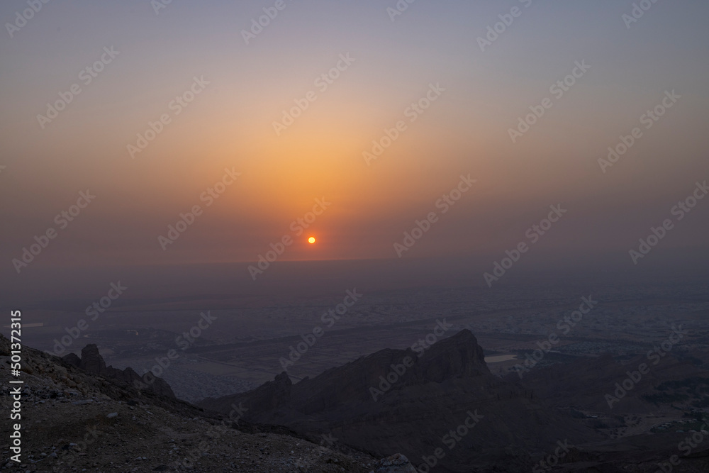 Evening views of Jebel Hafeet in Al Ain, Abu Dhabi, UAE Evening views of Jebel Hafeet in Al Ain, Abu Dhabi, UAE