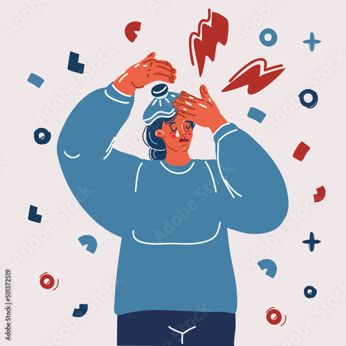 Vector illustration of woman with headache