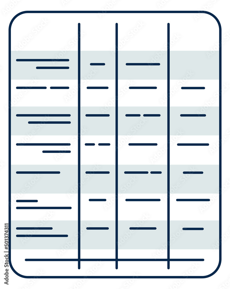 Table with text data icon. Financial statistic numbers Table with text data icon. Financial statistic numbers