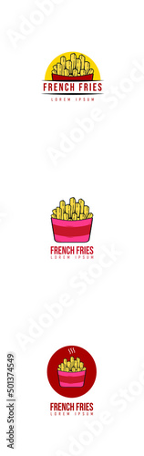set of French fries logo design concept. Universal french fries logo.