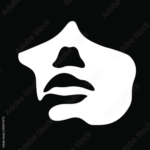 vector black and white illustration of a beautiful female face formed by a shadow. useful for advertising products for women, beauty salons, decorative and care cosmetics, logo, print, poster, design