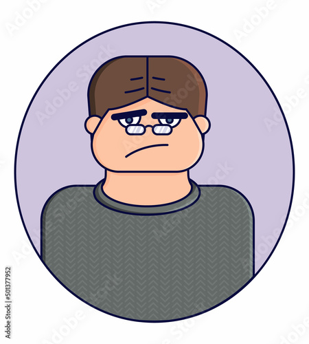 office man with glasses sticker. Cartoon character people work