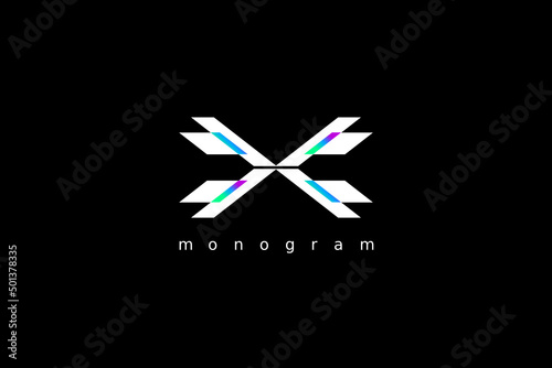 monogram flat letter t x logo design