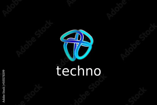  connected round tech line logo for startup