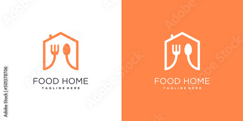 Food house logo design with modern concept Premium Vector