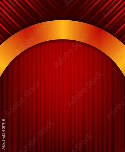 Vector illustration red curtain wall background with shining lines