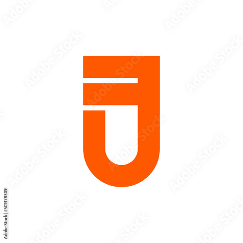 monogram flat letter f u logo design