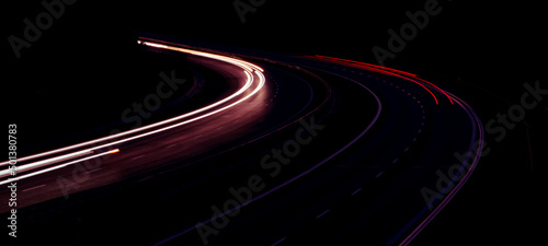 lights of cars with night. long exposure  light lines