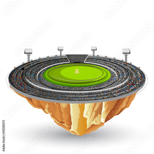 Stadium of Cricket with pitch for champoinship match