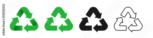 Recycling sign. Vector clipart. Set isolated on white background.
