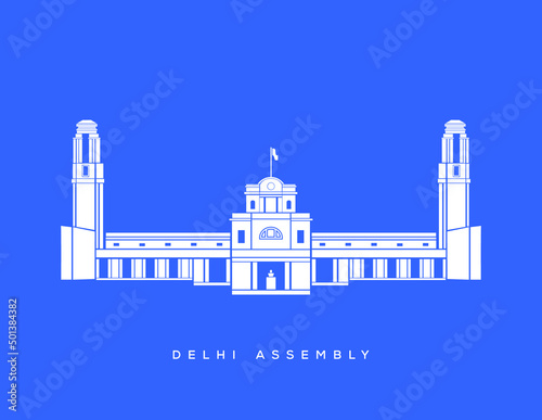 Delhi Assembly building vector icon.