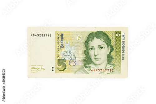 Five German Mark banknote photo