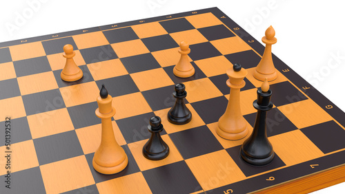 chess board with pieces. 3d render. chess