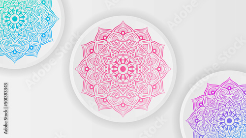 Luxury mandala background design with gradient color pattern. Ornamental mandala template for decoration, wedding cards, invitation cards, cover, banner, wallpaper