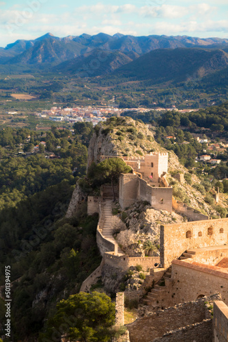 Vertical shot of Xativa town, Spain photo