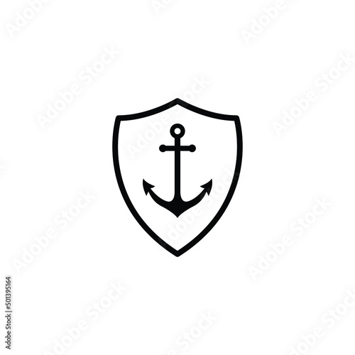 sheild with anchor icon vector  photo