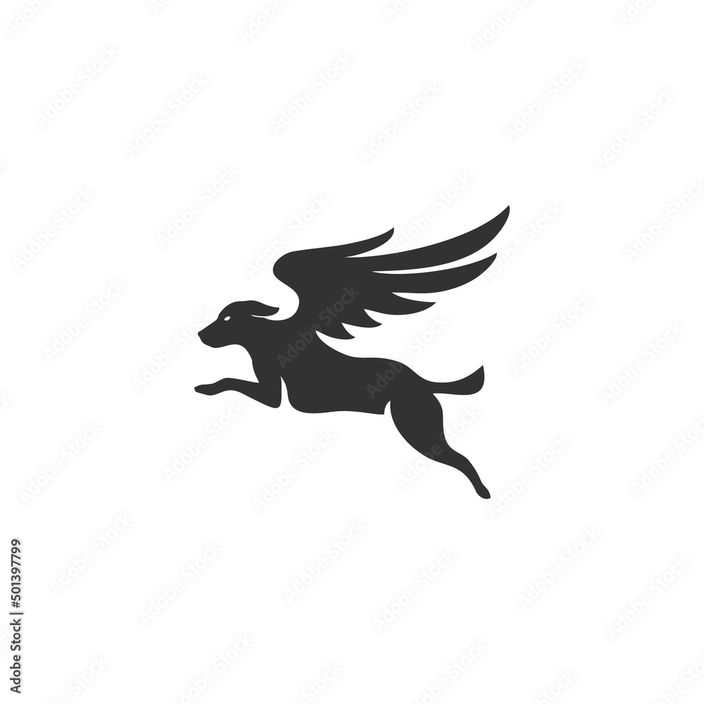 Obraz premium dog fly logo design vector illustration