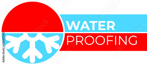 Vector design of a waterproofing logo in blue and red colors isolated on a white background