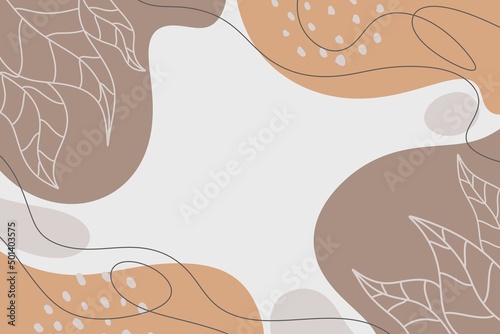 Abstract botanical wall art leaves boho Background