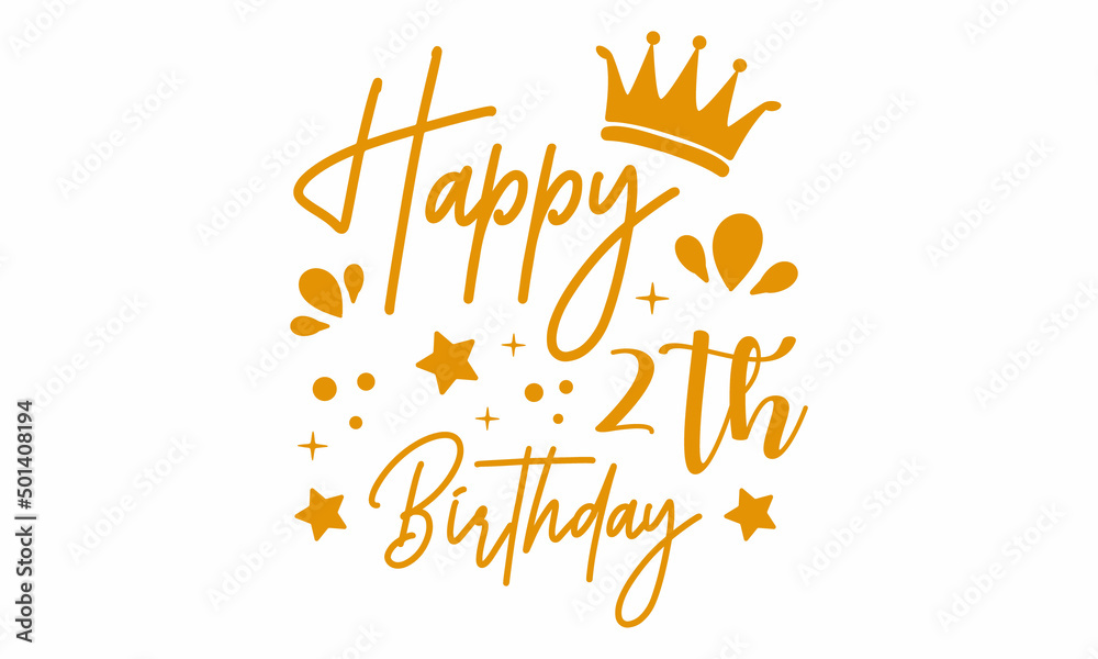 Fototapeta premium Happy 2th Birthday SVG craft Design.